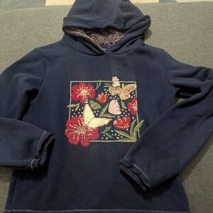 Sergent Major Navy Kids Hoodie with Floral and Butterfly Motif